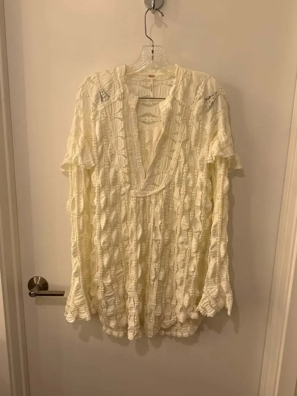 Free People Candy Shop Sheer Lace Tunic Top in Ivory